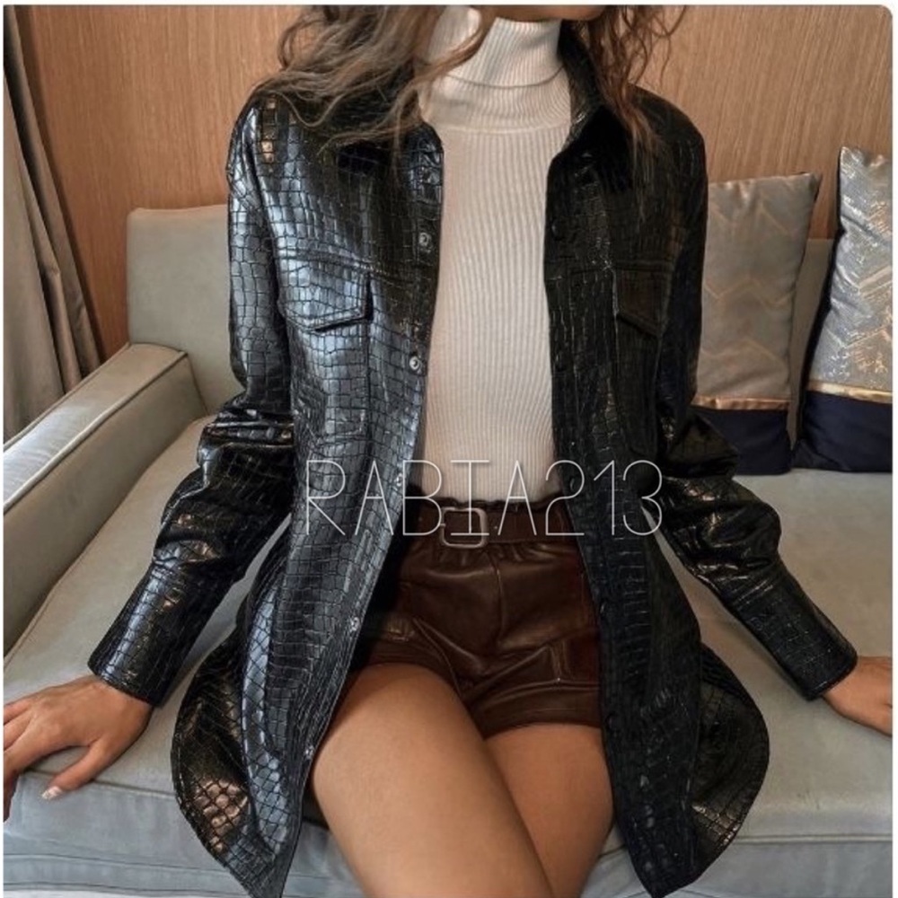 ZARA FAUX LEATHER BUTTON DOWN OVER-SHIRT